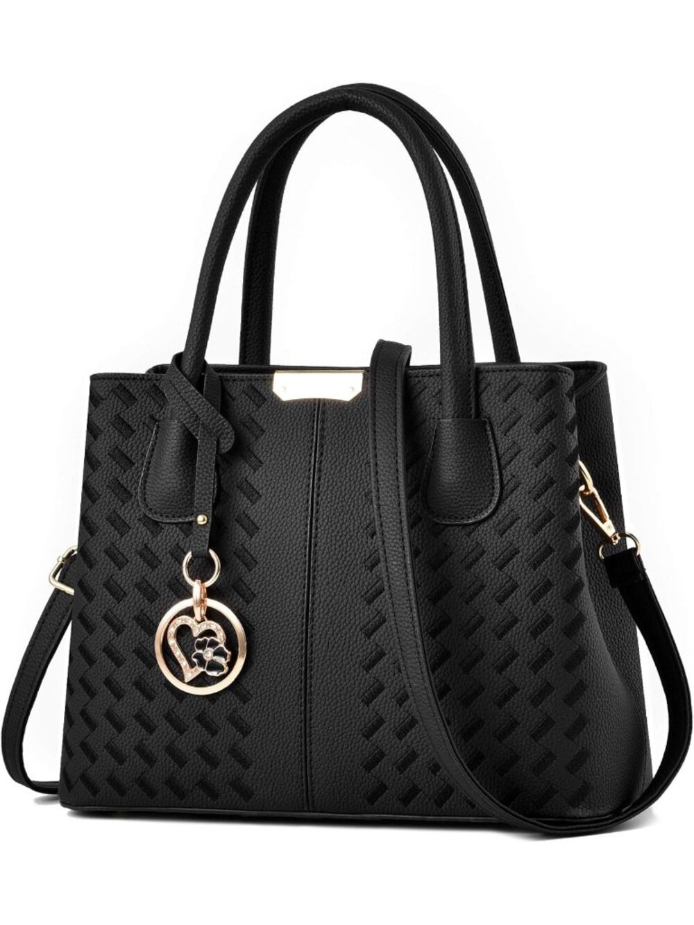 〽️Women's Black Satchel Shoulder Strap Purses Fashion Top Handle Travel Handbags